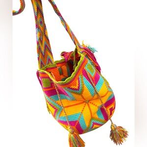 Colorful Woven Shoulder Bag Wayuu Tribe Handmade hippi boho vintage